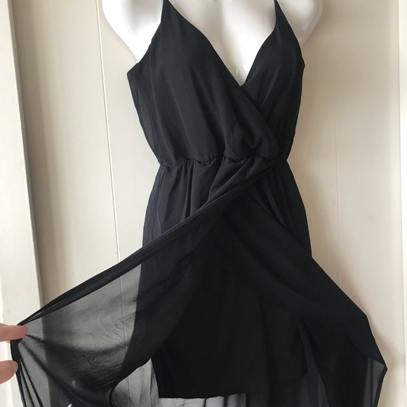 Spaghetti Straps Faux Wrap Asymmetrical Mini Dress - Picture 8 of 8